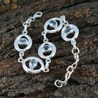 Blue Topaz Earth Day Minimal Blue 92.5 Silver Links Bracelet