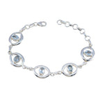 Blue Topaz Earth Day Minimal Blue 92.5 Silver Links Bracelet