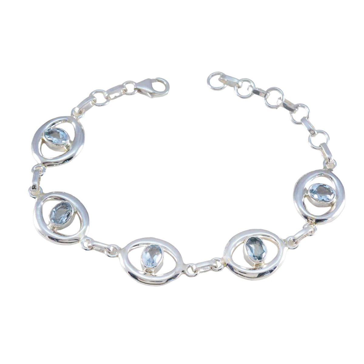 Blue Topaz Earth Day Minimal Blue 92.5 Silver Links Bracelet