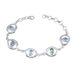 Blue Topaz Earth Day Minimal Blue 92.5 Silver Links Bracelet
