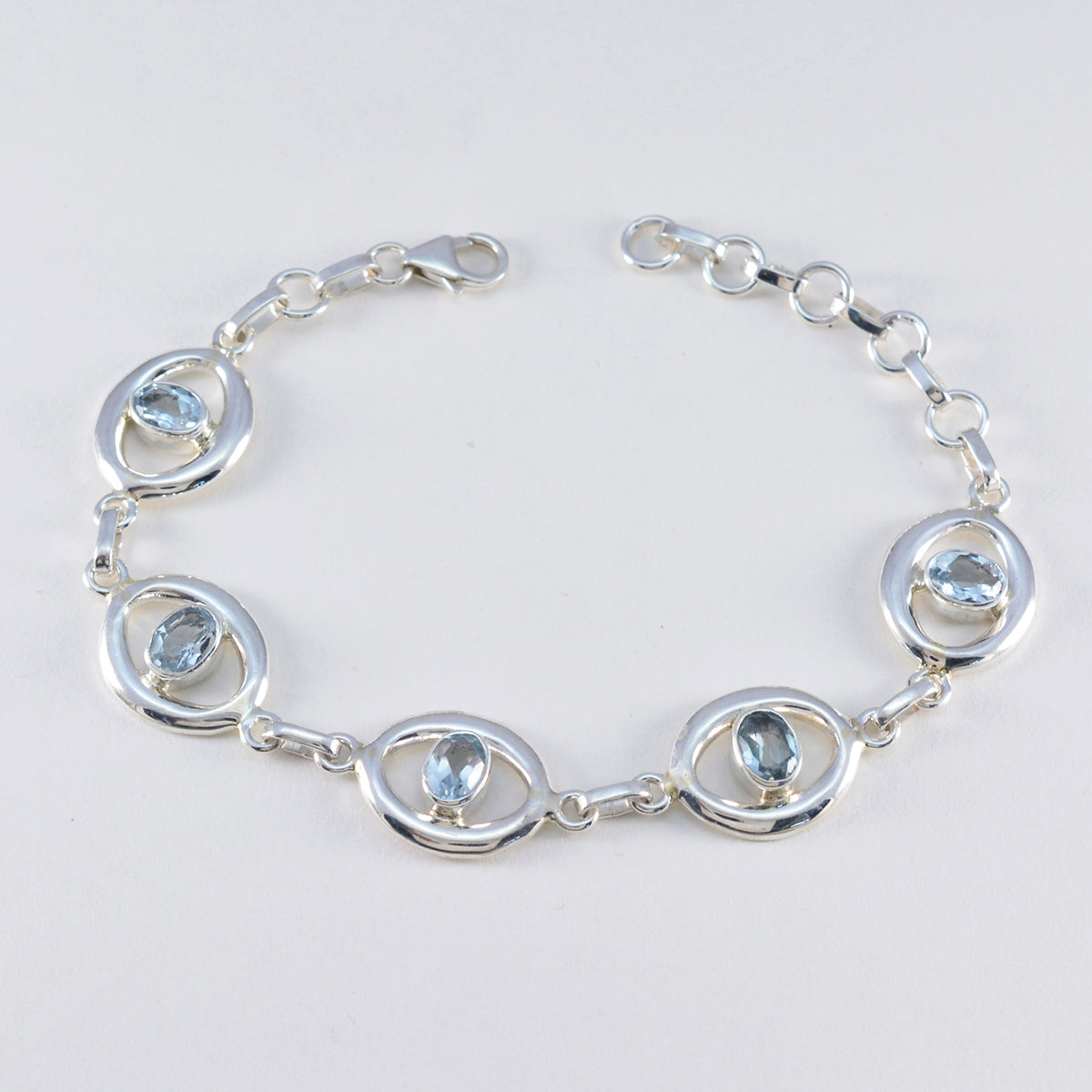 Blue Topaz Earth Day Minimal Blue 92.5 Silver Links Bracelet Secondary image