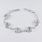Blue Topaz Earth Day Minimal Blue 92.5 Silver Links Bracelet