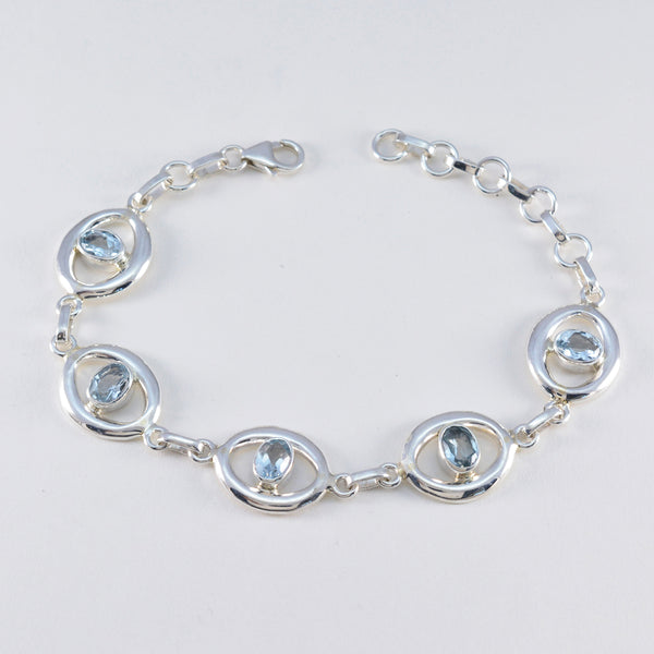 Blue Topaz Earth Day Minimal Blue 92.5 Silver Links Bracelet