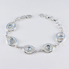Blue Topaz Earth Day Minimal Blue 92.5 Silver Links Bracelet