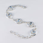 Blue Topaz Earth Day Minimal Blue 92.5 Silver Links Bracelet