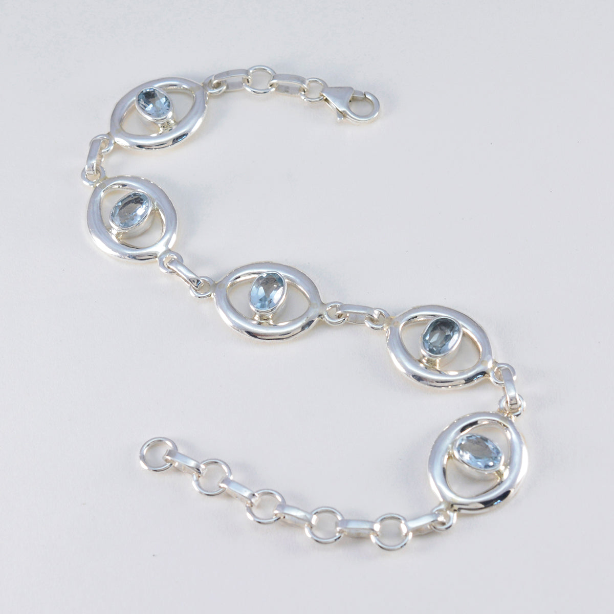 Blue Topaz Earth Day Minimal Blue 92.5 Silver Links Bracelet