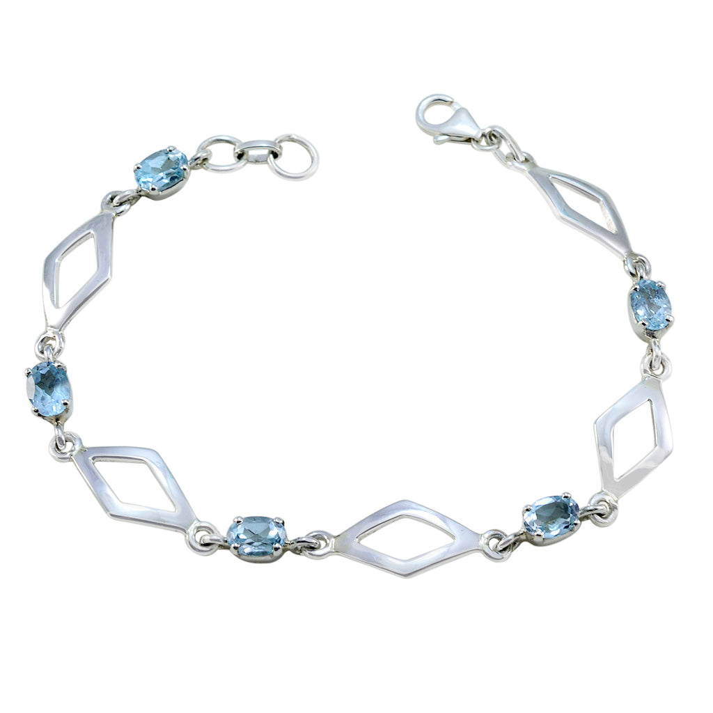 Blue Topaz Earth Hour Featherlight Blue Silver Links Bracelet