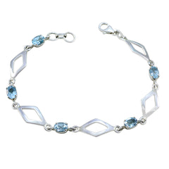Blue Topaz Earth Hour Featherlight Blue Silver Links Bracelet