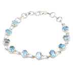 Blue Topaz Easter Featherlight Blue Sterling Silver Links Bracelet
