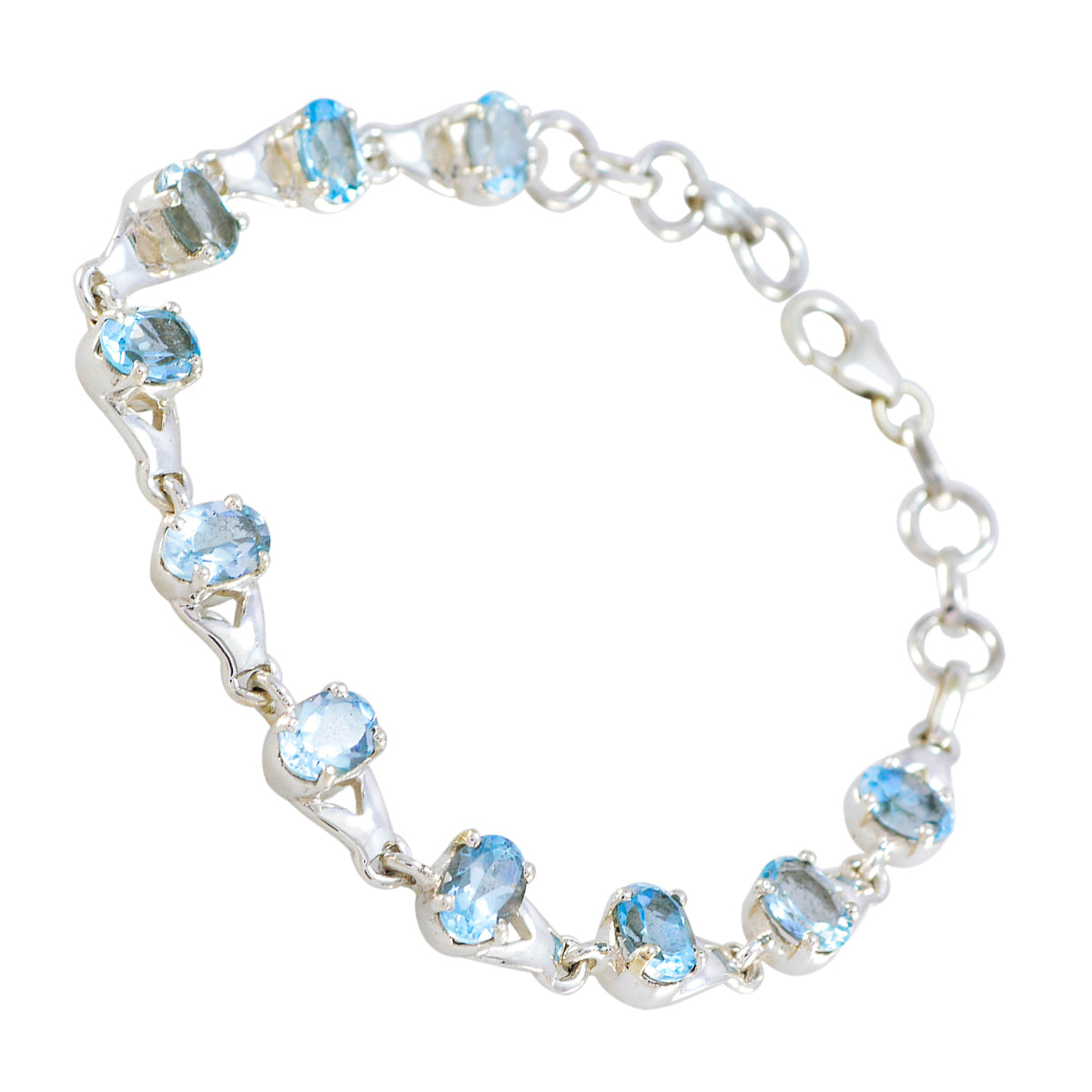 Blue Topaz Easter Featherlight Blue Sterling Silver Links Bracelet