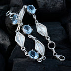 Blue Topaz Easter Monday Tiny Blue 925 Silver Links Bracelet