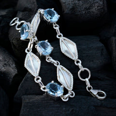 Blue Topaz Easter Monday Tiny Blue 925 Silver Links Bracelet