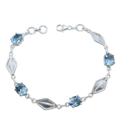 Blue Topaz Easter Monday Tiny Blue 925 Silver Links Bracelet