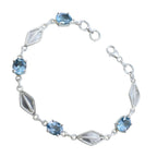 Blue Topaz Easter Monday Tiny Blue 925 Silver Links Bracelet