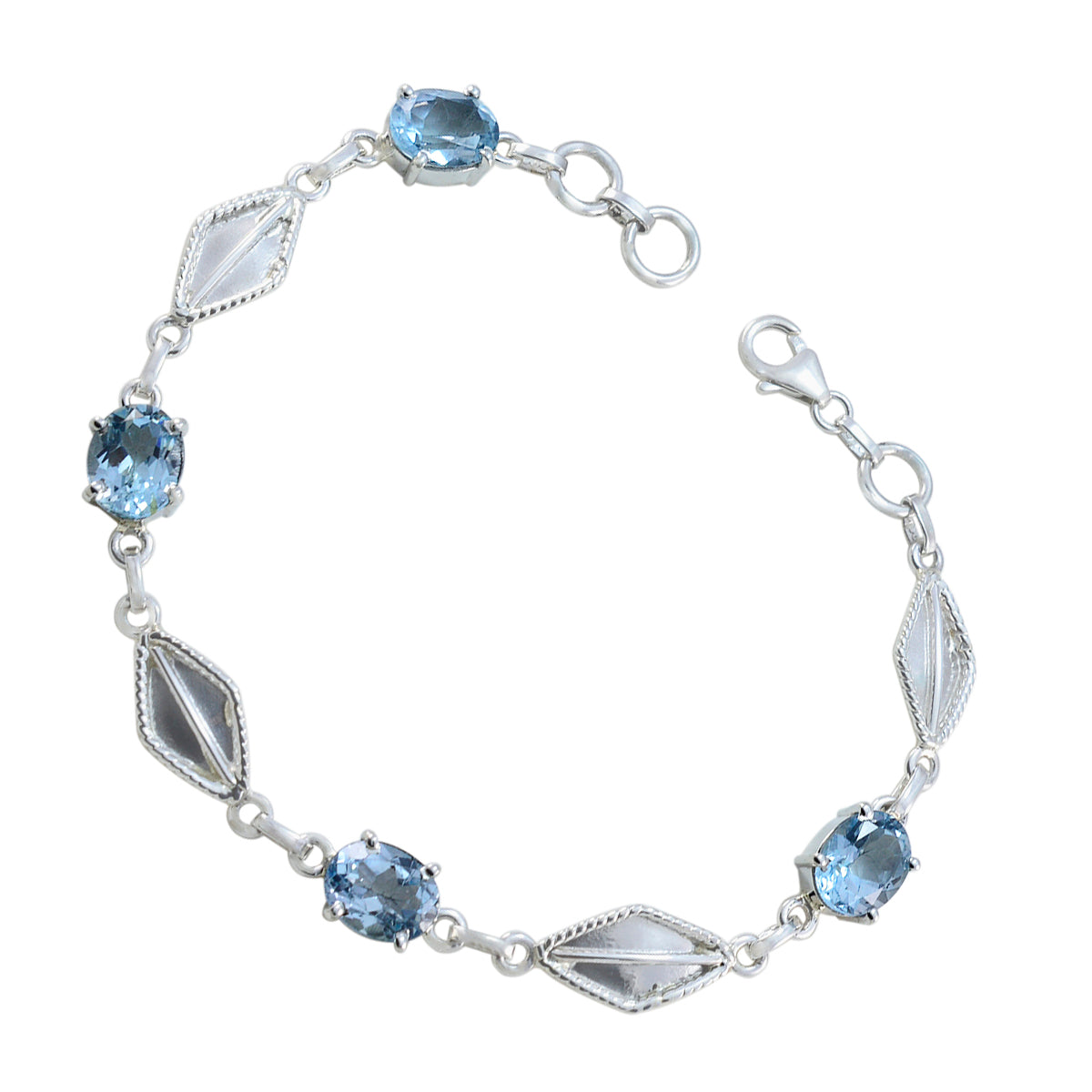 Blue Topaz Easter Monday Tiny Blue 925 Silver Links Bracelet