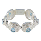 Blue Topaz Easter Weekend Statement Blue Silver Tennis Bracelet