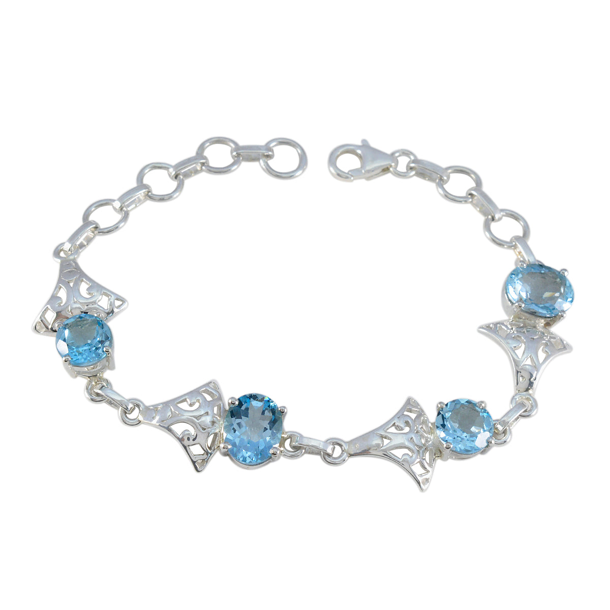Blue Topaz Eat What You Want Day Featherlight Blue Sterling Silver Links Bracelet