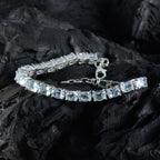 Blue Topaz Eid al-Adha Classic Blue 925 Silver Tennis Bracelet