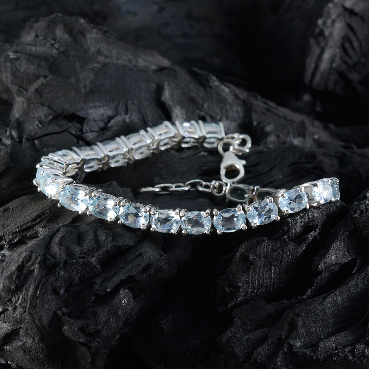 Blue Topaz Eid al-Adha Classic Blue 925 Silver Tennis Bracelet