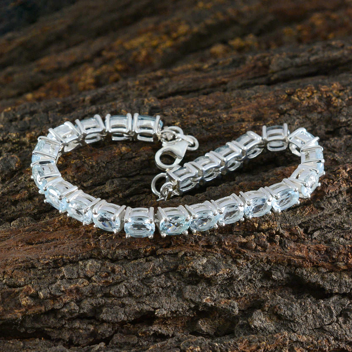 Blue Topaz Eid al-Adha Classic Blue 925 Silver Tennis Bracelet