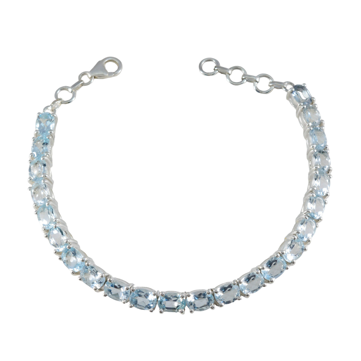 Blue Topaz Eid al-Adha Classic Blue 925 Silver Tennis Bracelet メイン画像