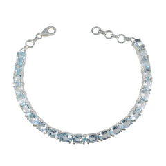 Blue Topaz Eid al-Adha Classic Blue 925 Silver Tennis Bracelet