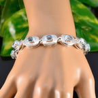 Blue Topaz Eid al-Fitr Eye-catching Blue Silver Tennis Bracelet