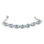 Blue Topaz Eid al-Fitr Eye-catching Blue Silver Tennis Bracelet