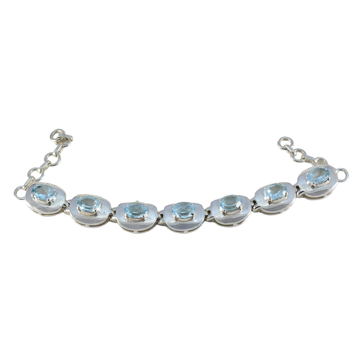 Blue Topaz Eid al-Fitr Eye-catching Blue Silver Tennis Bracelet