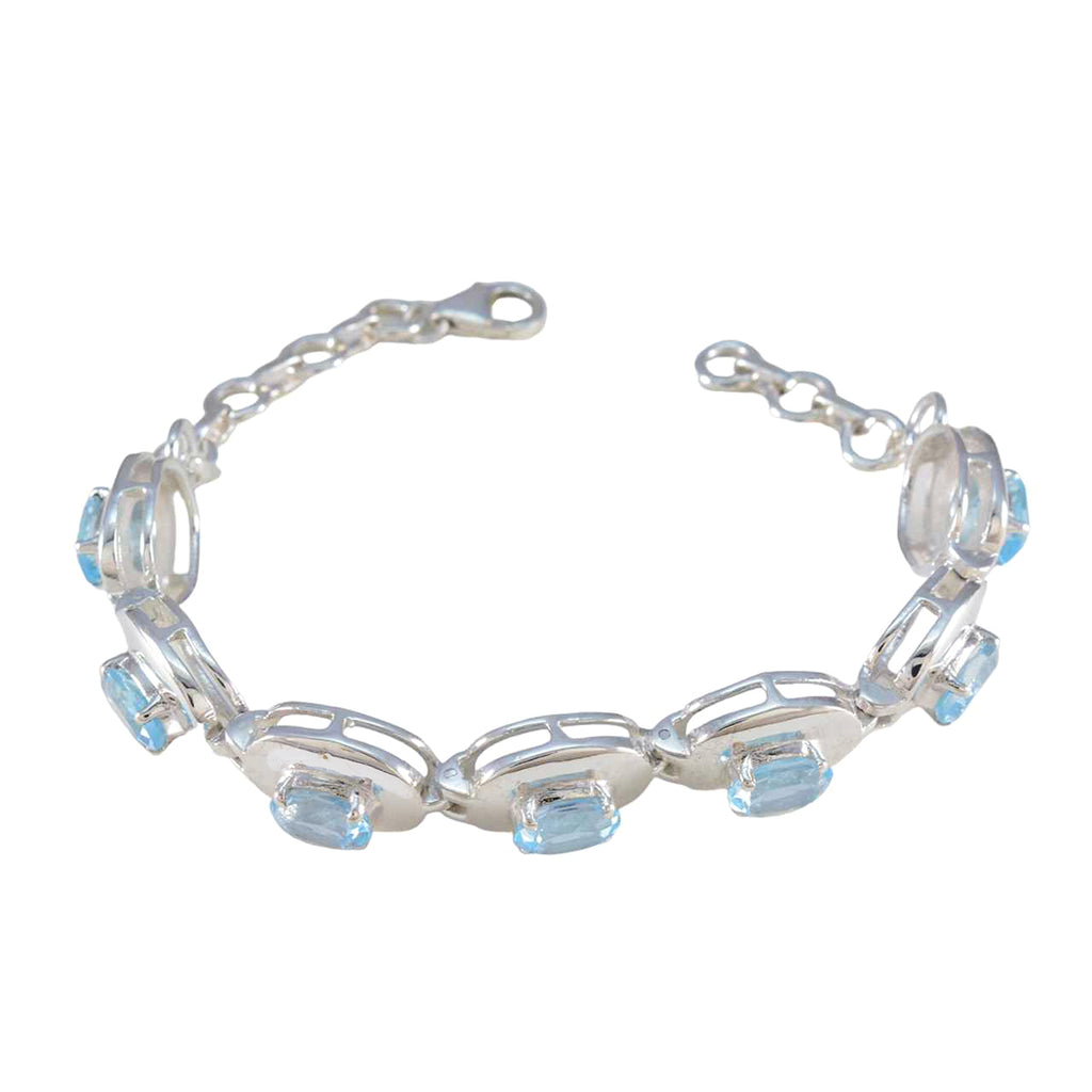 Pulsera de tenis de plata azul con topacio azul Eid al-Fitr que llama la atención