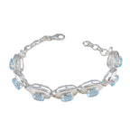 Blue Topaz Eid al-Fitr Eye-catching Blue Silver Tennis Bracelet