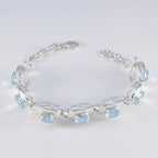 Blue Topaz Eid al-Fitr Eye-catching Blue Silver Tennis Bracelet