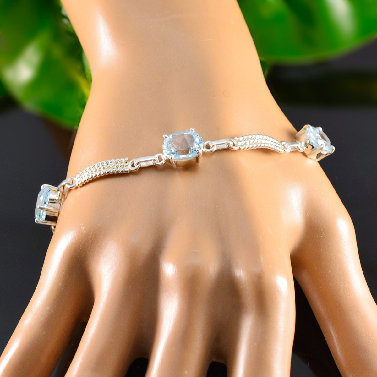 Blue Topaz End of Financial Year (EOFY) Slim Blue Sterling Silver Links Bracelet