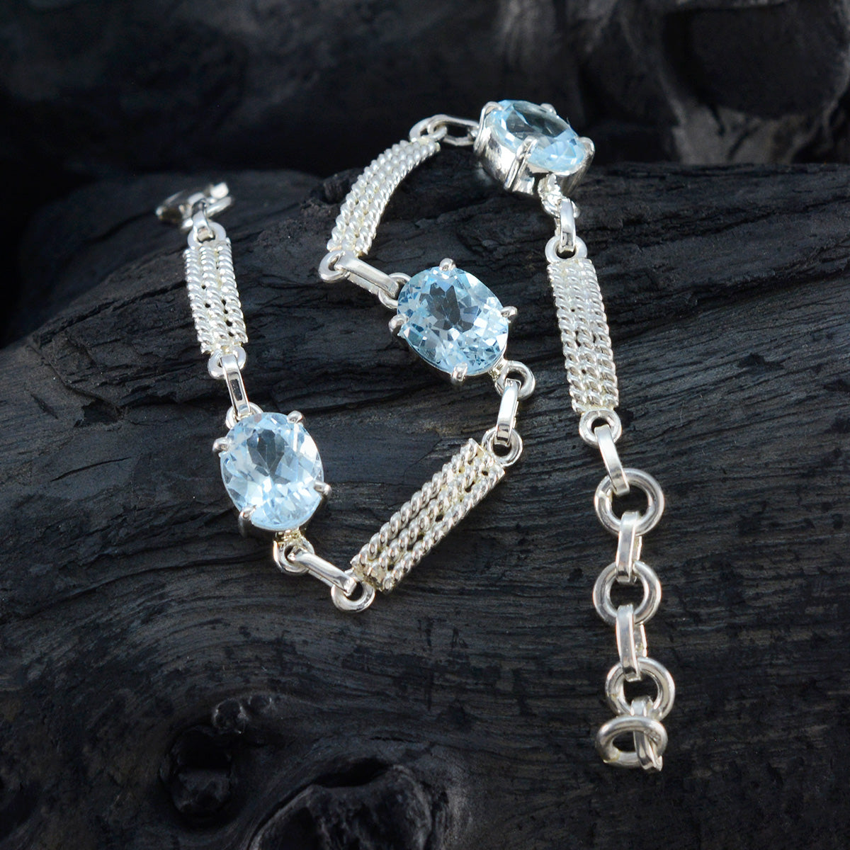 Blue Topaz End of Financial Year (EOFY) Slim Blue Sterling Silver Links Bracelet