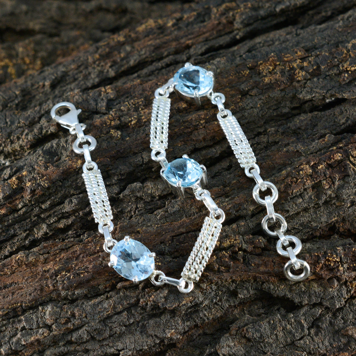 Blue Topaz End of Financial Year (EOFY) Slim Blue Sterling Silver Links Bracelet