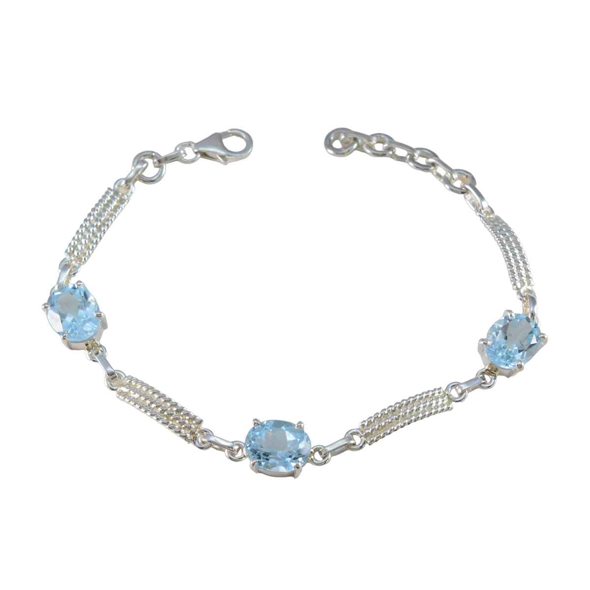 Blue Topaz End of Financial Year (EOFY) Slim Blue Sterling Silver Links Bracelet メイン画像