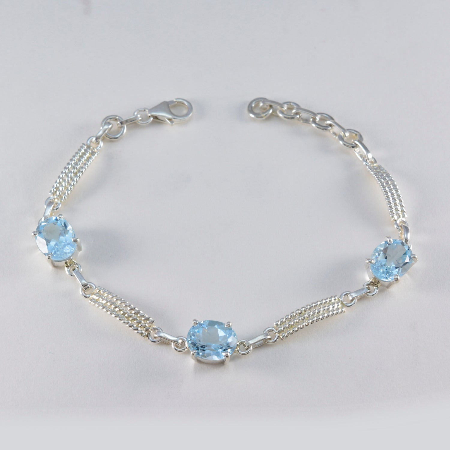 Blue Topaz End of Financial Year (EOFY) Slim Blue Sterling Silver Links Bracelet