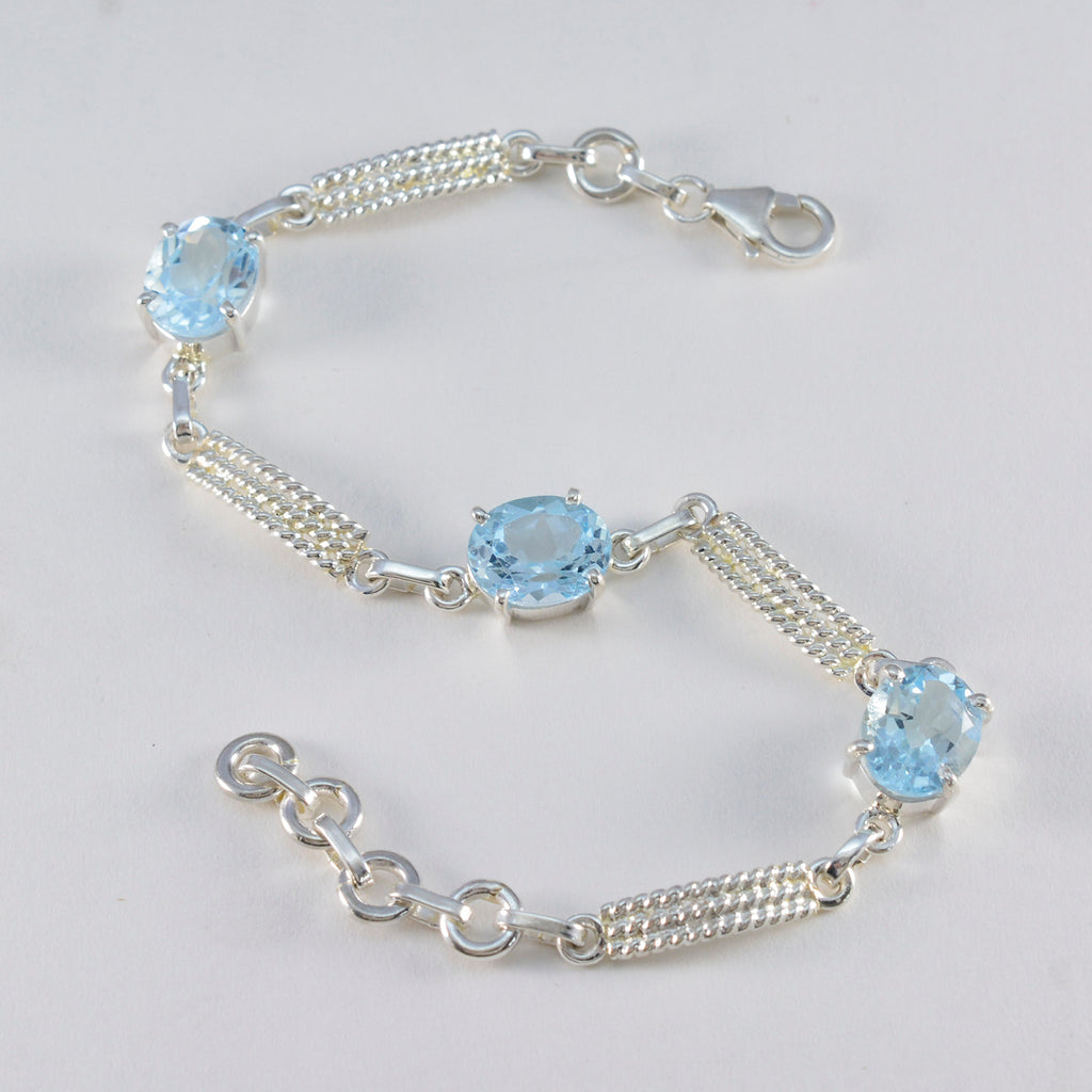 Blue Topaz End of Financial Year (EOFY) Slim Blue Sterling Silver Links Bracelet