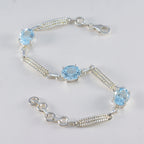 Blue Topaz End of Financial Year (EOFY) Slim Blue Sterling Silver Links Bracelet