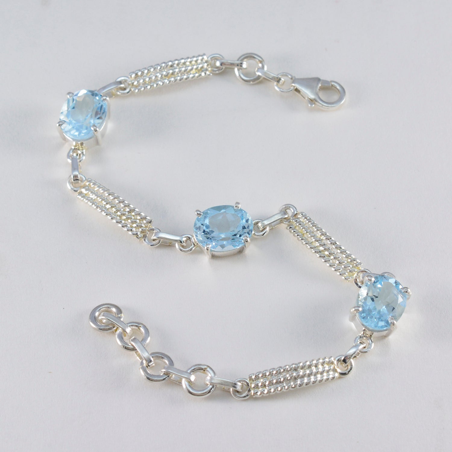 Blue Topaz End of Financial Year (EOFY) Slim Blue Sterling Silver Links Bracelet
