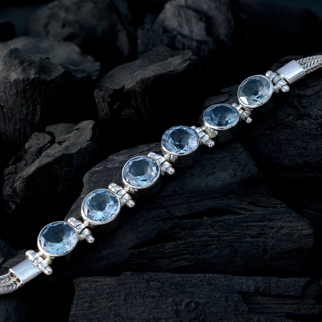 Pulsera de tenis de plata 925 azul de peso medio con topacio azul para el fin del Ramadán