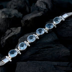 Blue Topaz End of Ramadan Mid-weight Blue 925 Silver Tennis Bracelet