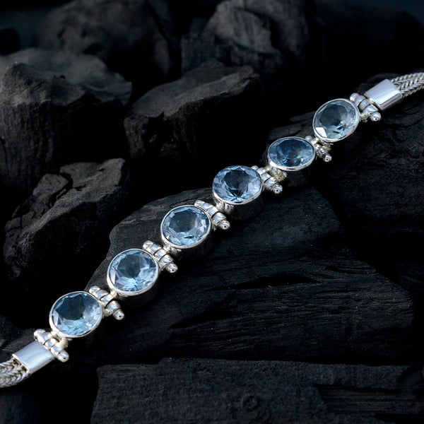 Pulsera de tenis de plata 925 azul de peso medio con topacio azul para el fin del Ramadán