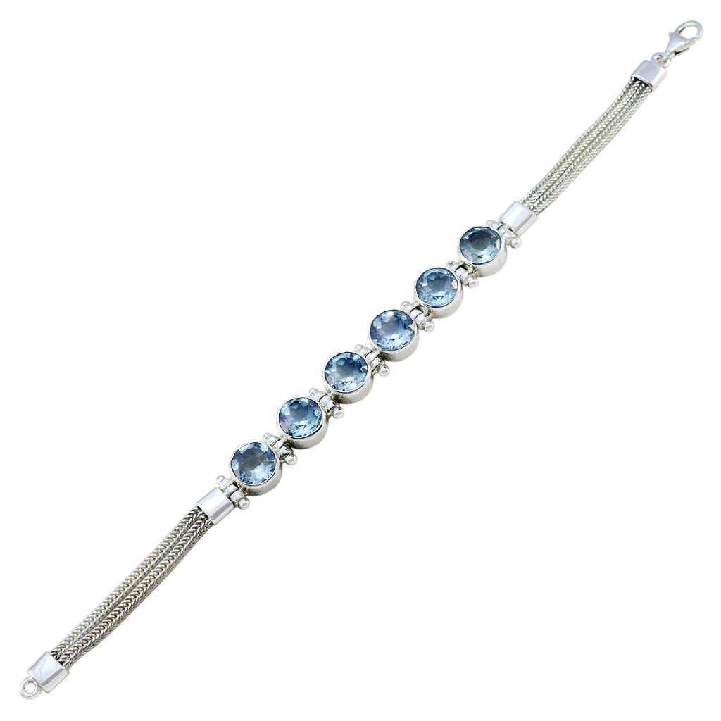 Pulsera de tenis de plata 925 azul de peso medio con topacio azul para el fin del Ramadán