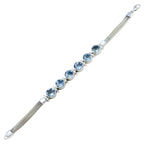 Blue Topaz End of Ramadan Mid-weight Blue 925 Silver Tennis Bracelet