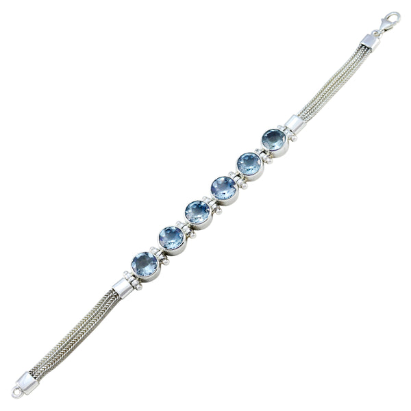 Pulsera de tenis de plata 925 azul de peso medio con topacio azul para el fin del Ramadán