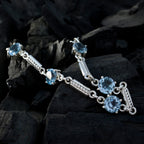 Blue Topaz End of Summertime Minimal Blue Silver Links Bracelet
