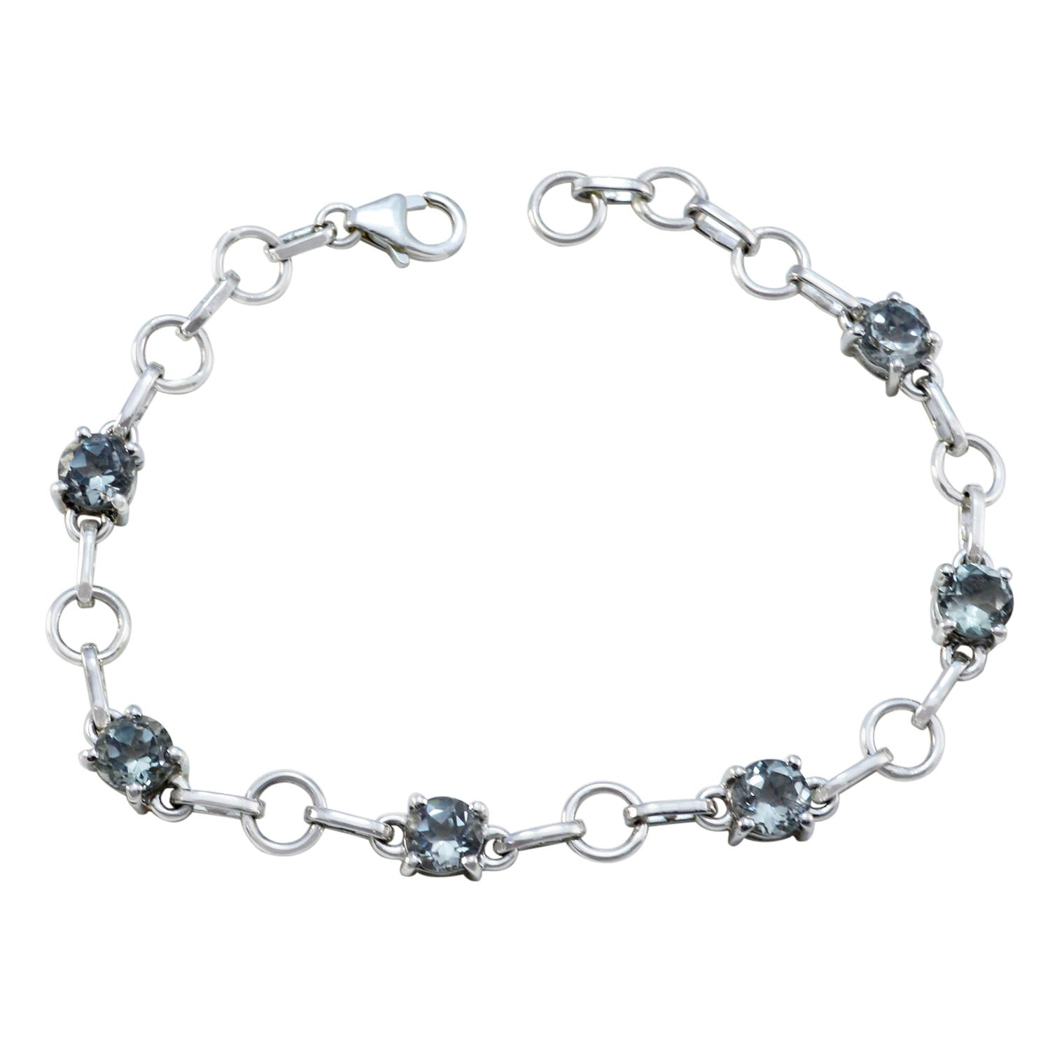 Blue Topaz End of Wintertime Delicate Blue Sterling Silver Links Bracelet メイン画像