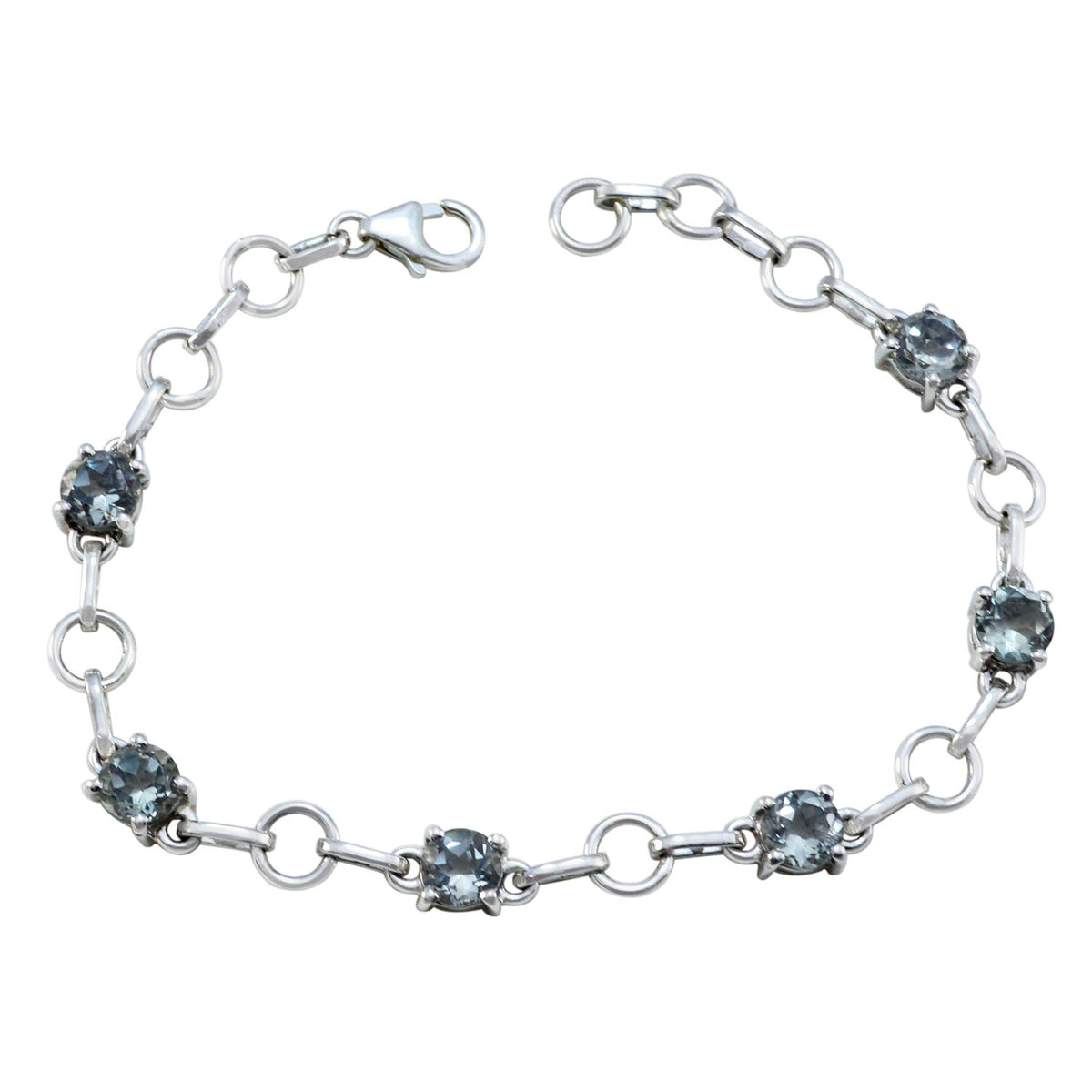 Blue Topaz End of Wintertime Delicate Blue Sterling Silver Links Bracelet