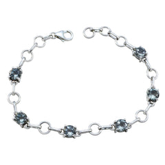 Blue Topaz End of Wintertime Delicate Blue Sterling Silver Links Bracelet
